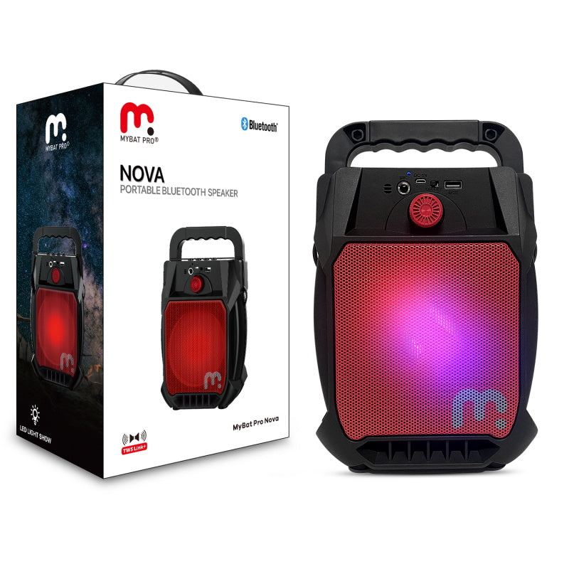 MyBat Pro Nova Portable Bluetooth Speaker with LED - 8W - Black / Red