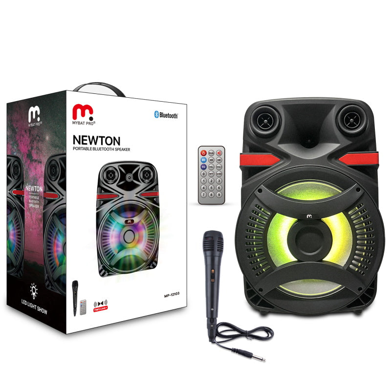 MyBat Pro Newton Portable Bluetooth Speaker with LED / Microphone / Remote - 30W - Black