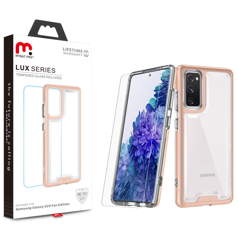MyBat Pro Lux Series Case with Tempered Glass for Samsung Galaxy S20 Fan Edition - Rose Gold