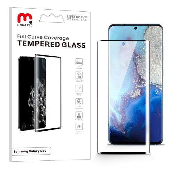 MyBat Pro Full Curve Coverage Tempered Glass Screen Protector for Samsung Galaxy S20 (6.2)/Galaxy S20 5G / Galaxy S20 5G UW - Black