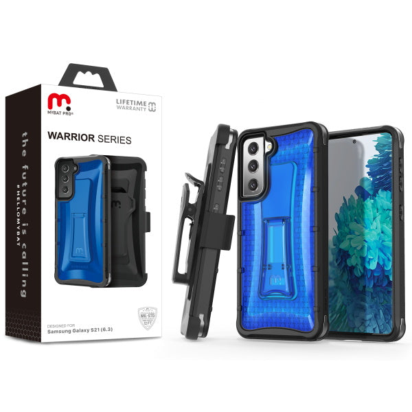 MyBat Pro Warrior Series Case with Holster for Samsung Galaxy S21 - Blue