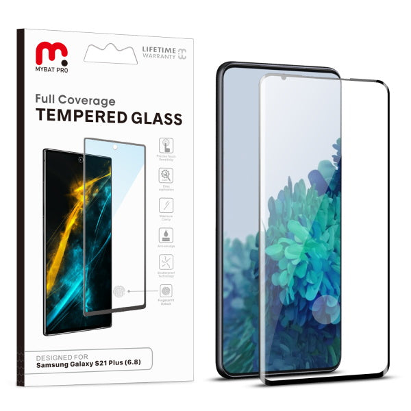 MyBat Pro Full Coverage Tempered Glass Screen Protector (Fingerprint Unlock) for Samsung Galaxy S21 Plus - Black
