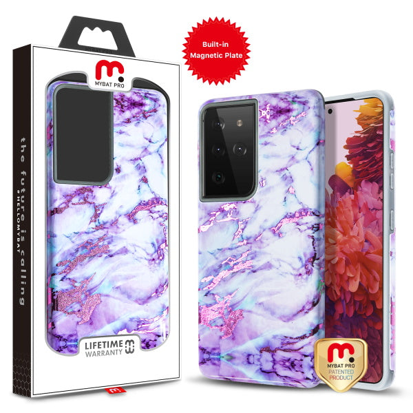 MyBat Pro Fuse Series Case with Magnet for Samsung Galaxy S21 Ultra - Purple Marble