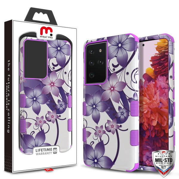 MyBat Pro TUFF Series Case for Samsung Galaxy S21 Ultra - Purple Hibiscus