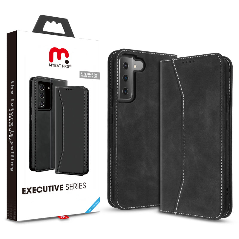 MyBat Pro Antimicrobial Executive Series Wallet Case for Samsung Galaxy S22 - Black