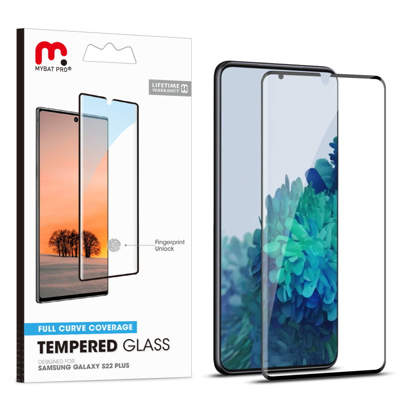 MyBat Pro Full Coverage Tempered Glass Screen Protector (Fingerprint Unlock) for Samsung Galaxy S22 Plus - Black