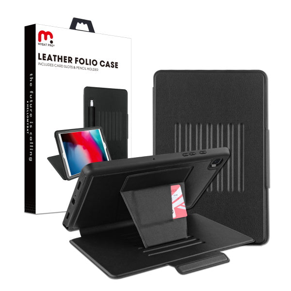 MyBat Pro Leather Folio Case Includes Card Slots & Pencil Holder for Samsung T500 (Galaxy Tab A7 10.4 (2020)) - Black