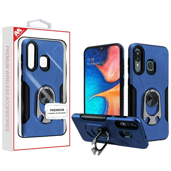MyBat Hybrid Protector Cover (with Ring Holder Kickstand Bottle) for Samsung Galaxy A20 / Galaxy A50 - Ink Blue / Black