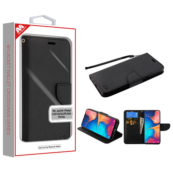 MyBat Liner MyJacket Wallet Crossgrain Series for Samsung Galaxy A20 - Black Pattern / Black