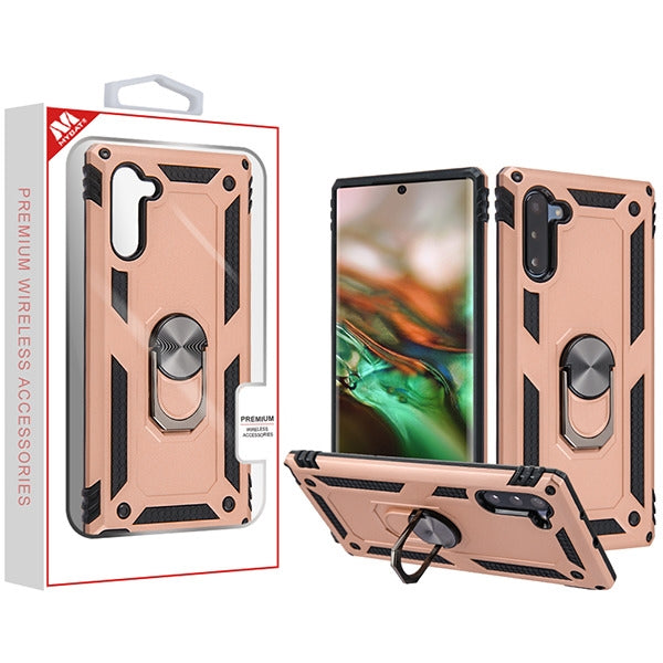 MyBat Anti-Drop Hybrid Protector Cover (with Ring Stand) for Samsung Galaxy Note 10 (6.3) - Rose Gold / Black