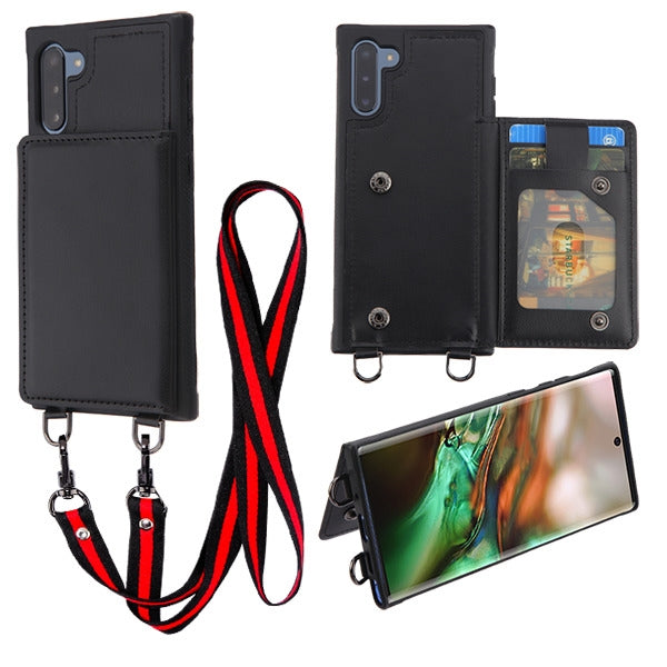 MyBat Suspend Wallet Cover (with Snap Fasteners)(with Lanyard) for Samsung Galaxy Note 10 (6.3) - Black