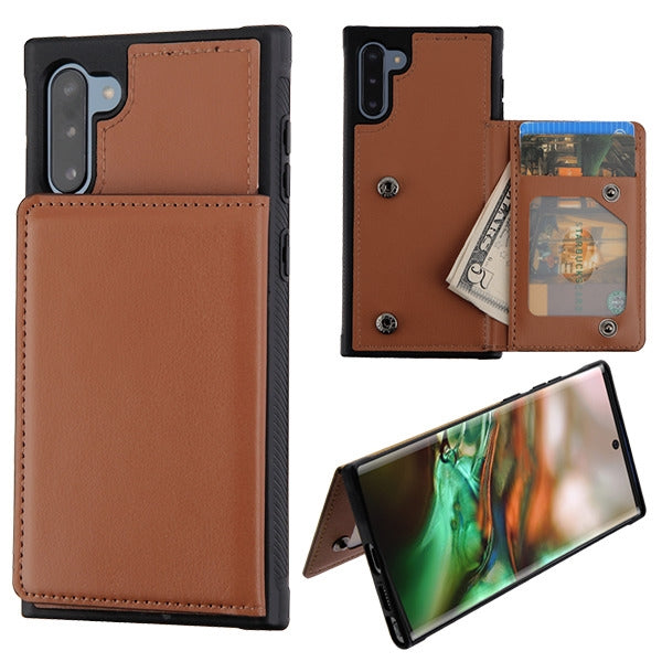 MyBat Flip Wallet Executive Protector Cover(TPU Case with Snap Fasteners) for Samsung Galaxy Note 10 (6.3) - Brown