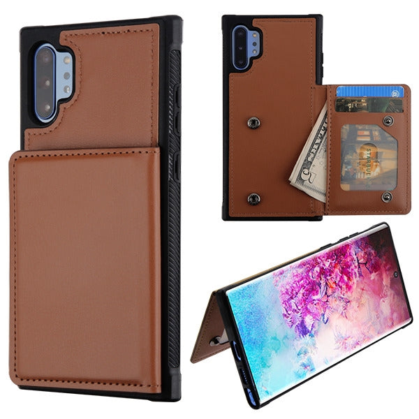 MyBat Flip Wallet Executive Protector Cover(TPU Case with Snap Fasteners) for Samsung Galaxy Note 10 Plus (6.8) / Galaxy Note 10 Plus 5G - Brown