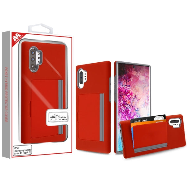 MyBat Poket Hybrid Protector Cover (with Back Film) for Samsung Galaxy Note 10 Plus (6.8) / Galaxy Note 10 Plus 5G - Red / Gray