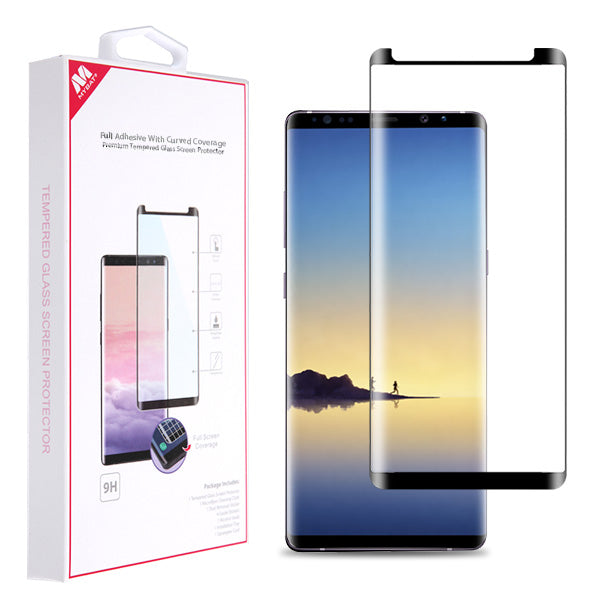MyBat Full Adhesive with Curved Coverage Premium Tempered Glass Screen Protector for Samsung Galaxy Note 8 - Black