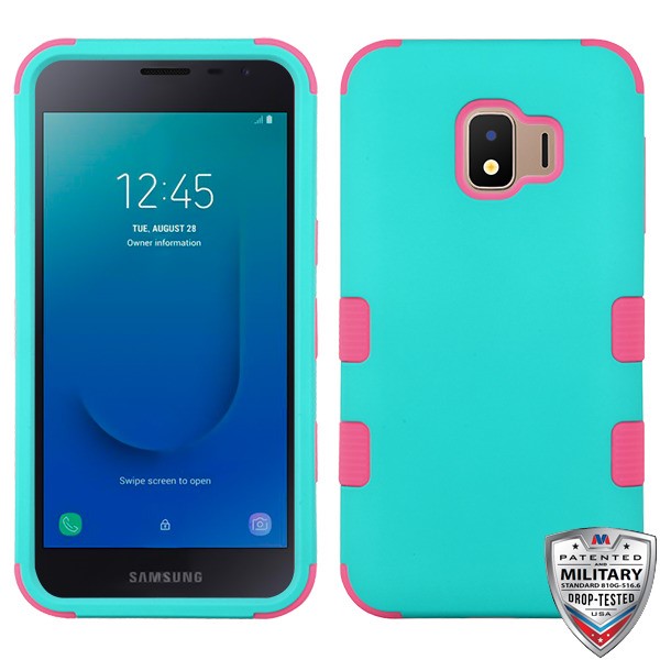 MyBat TUFF Series Case for Samsung J260 (Galaxy J2 Core)/Galaxy J2 Dash / Galaxy J2 Pure - Rubberized Teal Green / Electric Pink