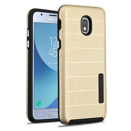 MyBat Fusion Protector Cover for Samsung J337 (Galaxy J3 (2018))/Galaxy J3 V/J3 3rd Gen / Galaxy J3 Star - Gold Dots TextuGold / Black