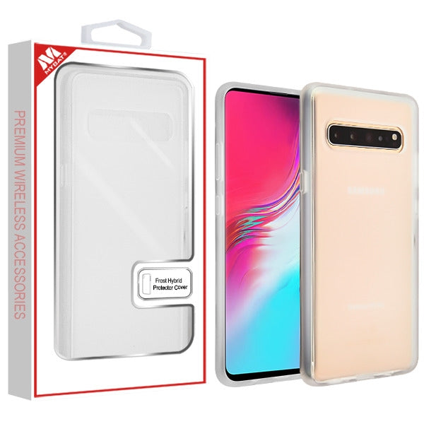 MyBat Frost Hybrid Protector Cover for Samsung Galaxy S10 5G - Semi Transparent White Frosted / Rubberized Semi Transparent White