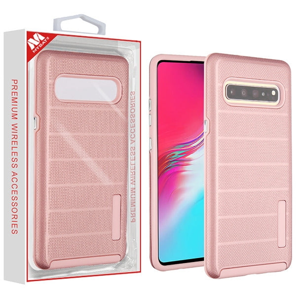 MyBat Fusion Protector Cover for Samsung Galaxy S10 5G - Rose Gold Dots Textured / Rose Gold