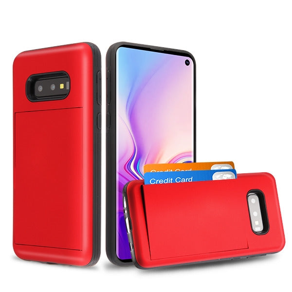 MyBat Stash Hybrid Protector Cover for Samsung Galaxy S10E - Red / Black