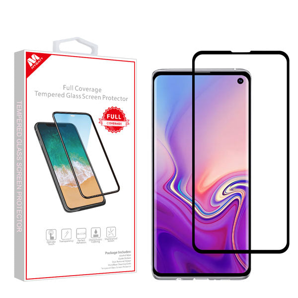 MyBat Full Coverage Tempered Glass Screen Protector for Samsung Galaxy S10E - Black