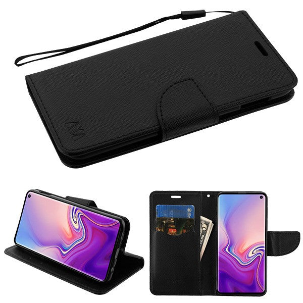 MyBat Liner MyJacket Wallet Crossgrain Series for Samsung Galaxy S10E - Black Pattern / Black