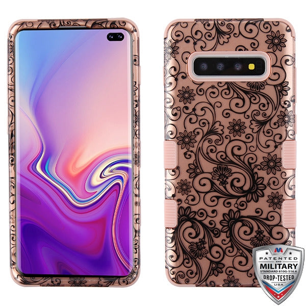 MyBat TUFF Series Case for Samsung Galaxy S10 plus - Black Four-Leaf Clover (2D Rose Gold) / Rose Gold