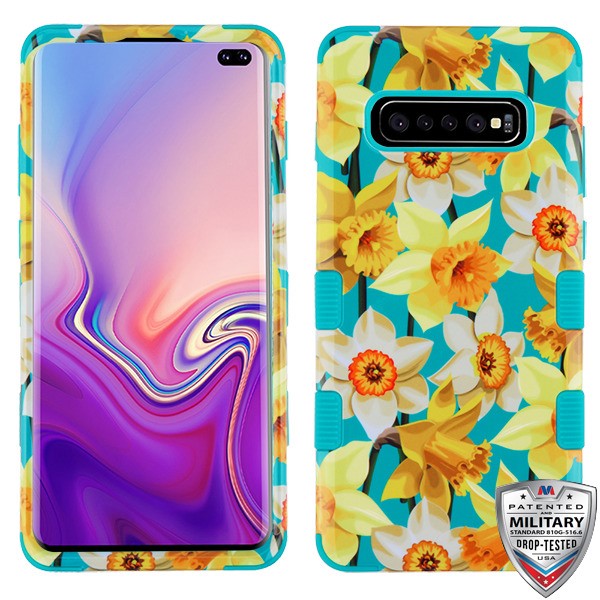 MyBat TUFF Series Case for Samsung Galaxy S10 plus - Spring Daffodils / Tropical Teal