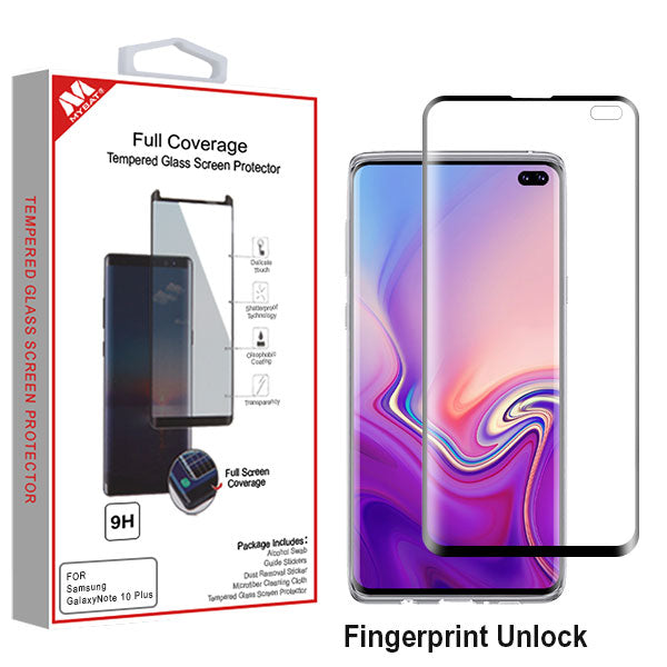 MyBat Full Coverage Tempered Glass Screen Protector for Samsung Galaxy S10 plus - Black