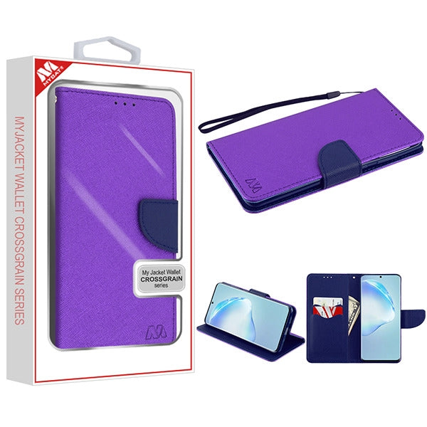 MyBat Liner MyJacket Wallet Crossgrain Series for Samsung Galaxy S20 PLUS (6.7) / Galaxy S20 Plus 5G - Purple Pattern / Dark Blue