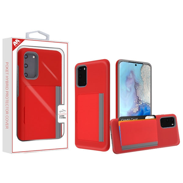 MyBat Poket Hybrid Protector Cover (with Back Film) for Samsung Galaxy S20 (6.2)/Galaxy S20 5G / Galaxy S20 5G UW - Red / Gray