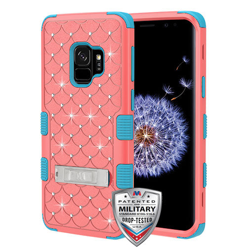 MyBat FullStar TUFF Series Case (with Stand) for Samsung Galaxy S9 - Natural Baby Red / Tropical Teal