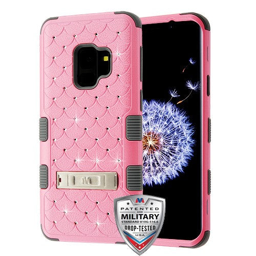 MyBat FullStar TUFF Series Case (with Stand) for Samsung Galaxy S9 - Pearl Pink / Iron Gray