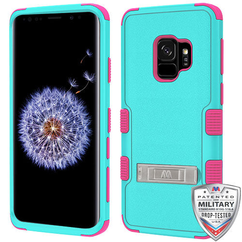 MyBat TUFF Series Case (with Stand) for Samsung Galaxy S9 - Natural Teal Green / Electric Pink