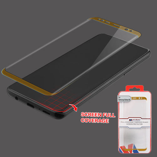 MyBat Full Coverage Tempered Glass Screen Protector for Samsung Galaxy S9 - Gold
