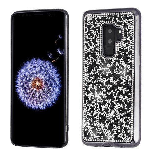 MyBat Candy Skin Cover (with Electroplated Black Frame)(with Package) for Samsung Galaxy S9 Plus - Black Mini Crystals Rhinestones Desire