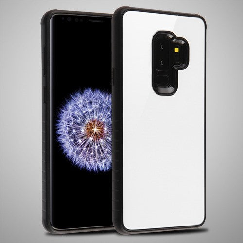MyBat Fusion Protector Cover for Samsung Galaxy S9 Plus - White Tempered Glass / Black