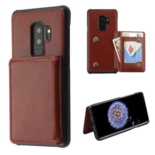 MyBat Flip Wallet Executive Protector Cover (PC Case with Snap Fasteners) for Samsung Galaxy S9 Plus - Brown