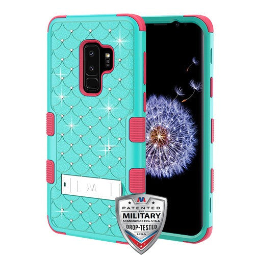 MyBat FullStar TUFF Series Case (with Stand) for Samsung Galaxy S9 Plus - Natural Teal Green / Electric Pink