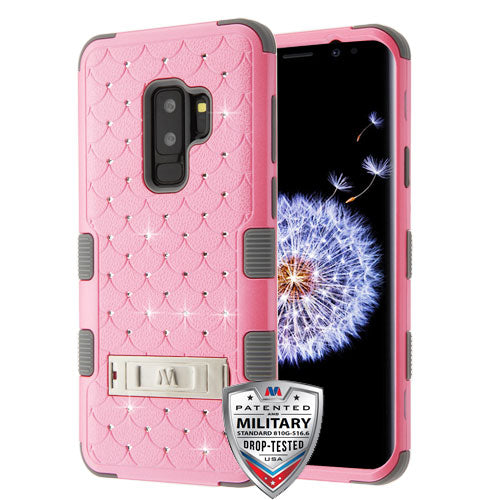 MyBat FullStar TUFF Series Case (with Stand) for Samsung Galaxy S9 Plus - Pearl Pink / Iron Gray