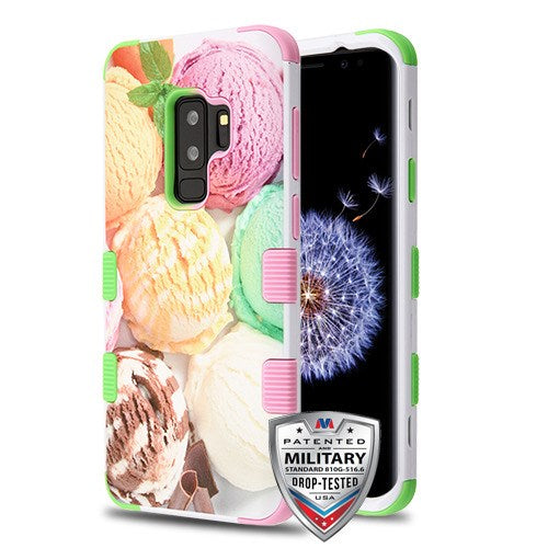 MyBat TUFF Series Case for Samsung Galaxy S9 Plus - Ice Cream Scoops / Electric Green & Soft Pink