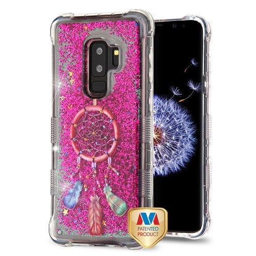 MyBat TUFF Quicksand Glitter Lite Hybrid Protector Cover for Samsung Galaxy S9 Plus - Pink Dreamcatcher / Hot Pink Flowing Sparkles