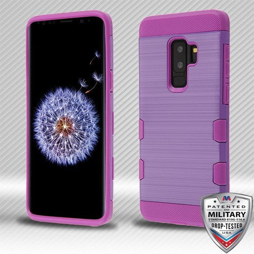 MyBat Brushed TUFF Trooper Hybrid Protector Cover [Military-Grade Certified] for Samsung Galaxy S9 Plus - Purple / Electric Purple