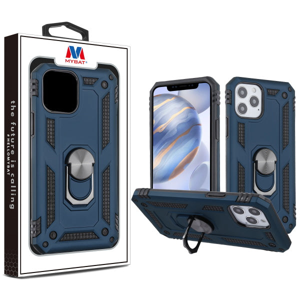 MyBat Anti-Drop Hybrid Protector Case (with Ring Stand) for Apple iPhone 12 (6.1) / 12 Pro (6.1) - Ink Blue / Black