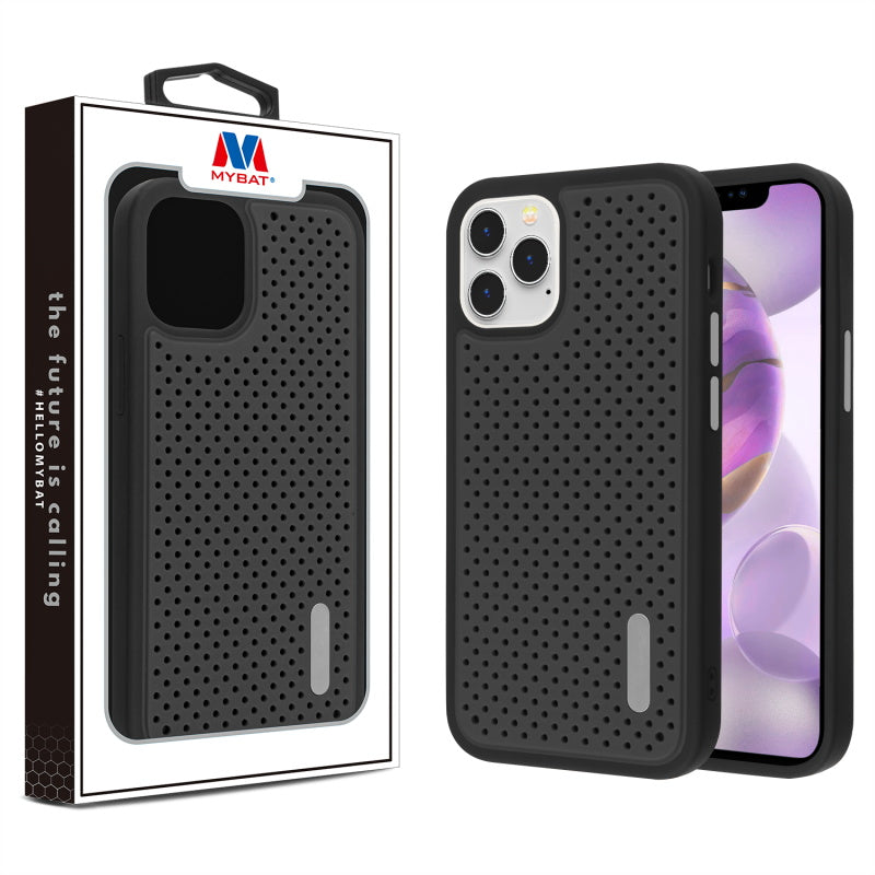 MyBat Drilled Holes Hybrid Case for Apple iPhone 12 Pro Max (6.7) - Black / Black