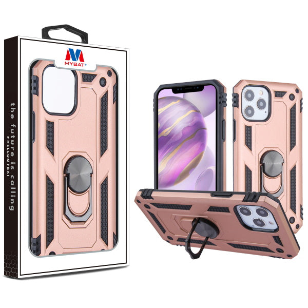 MyBat Anti-Drop Hybrid Protector Case (with Ring Stand) for Apple iPhone 12 Pro Max (6.7) - Rose Gold / Black