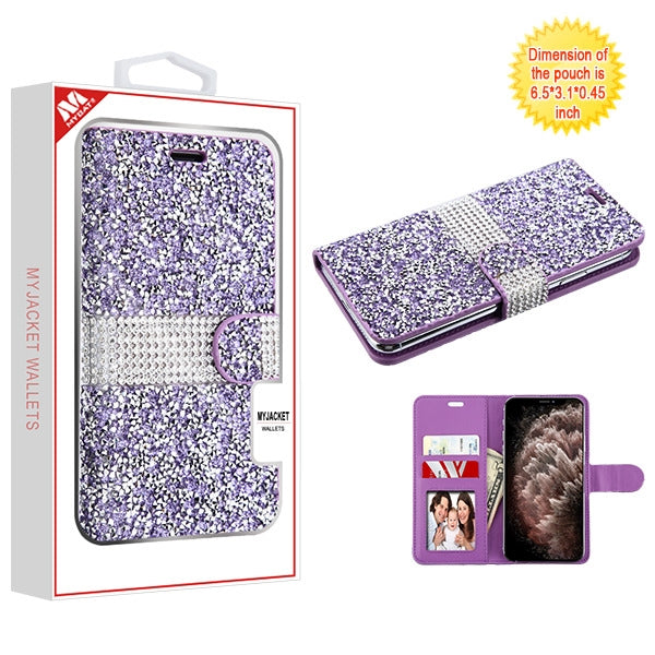 MyBat Universal Mini Crystals with Silver Belt MyJacket Wallet - Purple