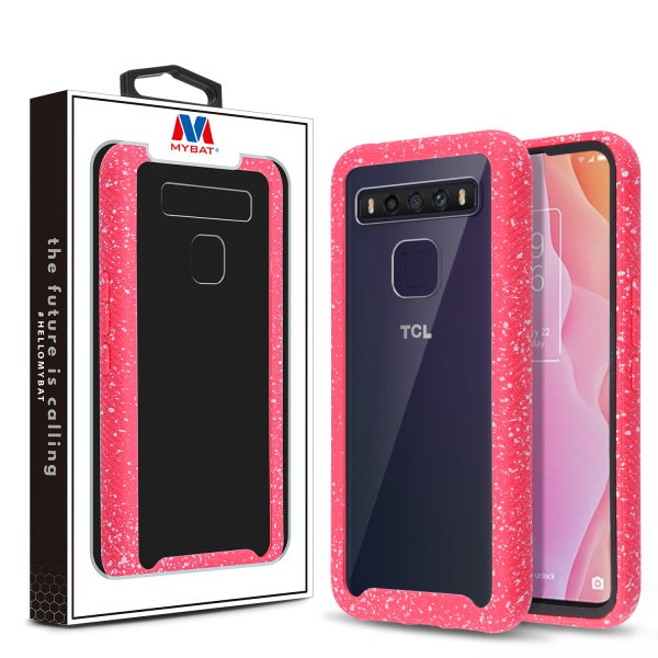 MyBat Splash Hybrid Case for T-mobile TCL 10 5G UW / Revvl (non 5G) - Highly Transparent Clear / Red