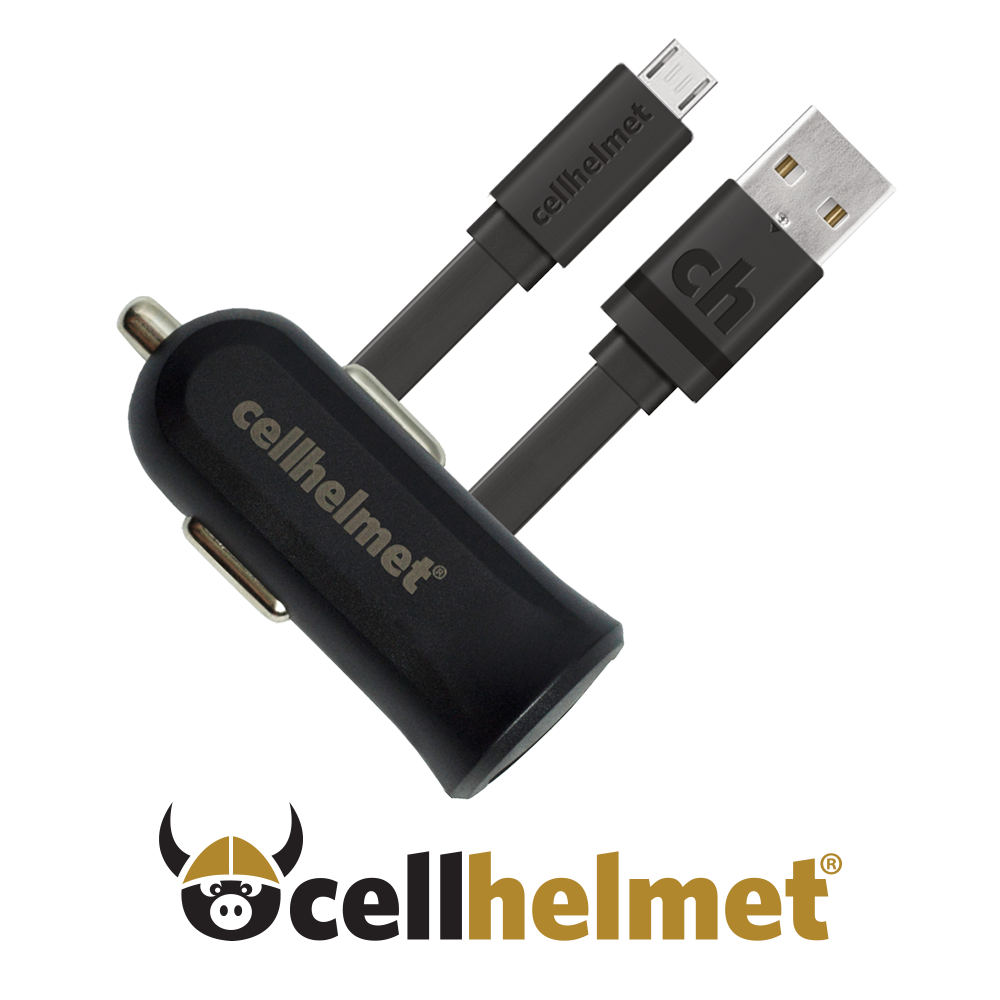 Cellhelmet 2.4A Car Charger w/ 3 FT Micro USB Cable - Black