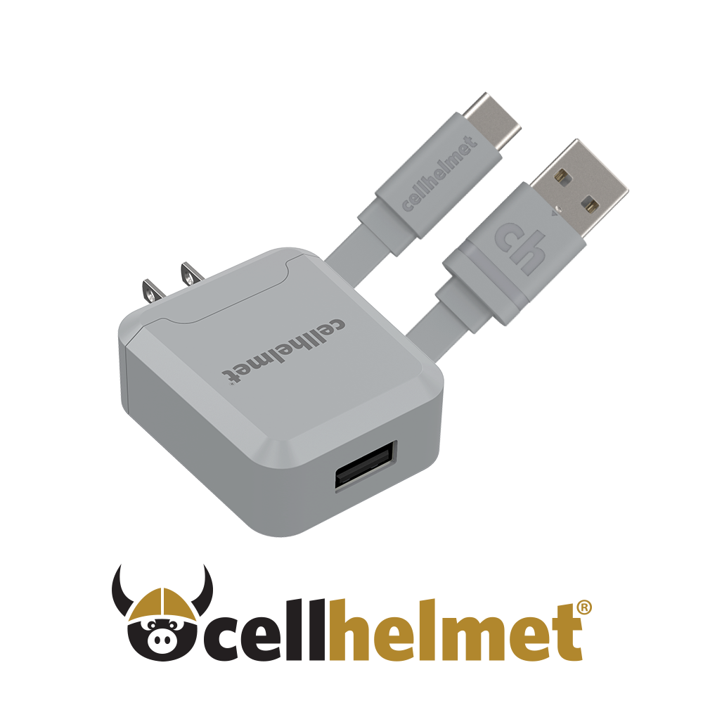 Cellhelmet 2.1A Wall Charger w/ 3 FT Type-C to Type-A USB Cable - Gray